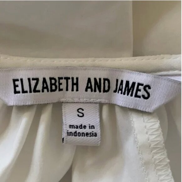 Elizabeth and James Peasant Top Blouse White Embroidered Smocked Sleeve Small - Picture 7 of 8
